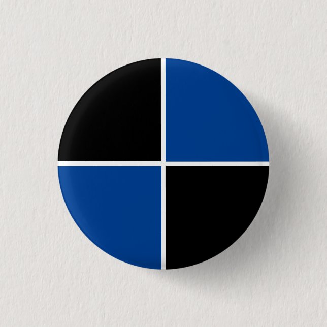 Cooles Schwarz-Blau-Quadratzmuster Button (Vorderseite)