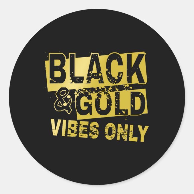 Cooles Schwarz-Gold-Design Runder Aufkleber (Vorderseite)