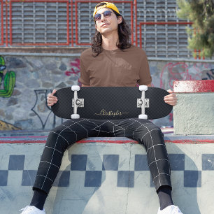 Cooles Schwarz-Prüfmuster-Monogramm Skateboard