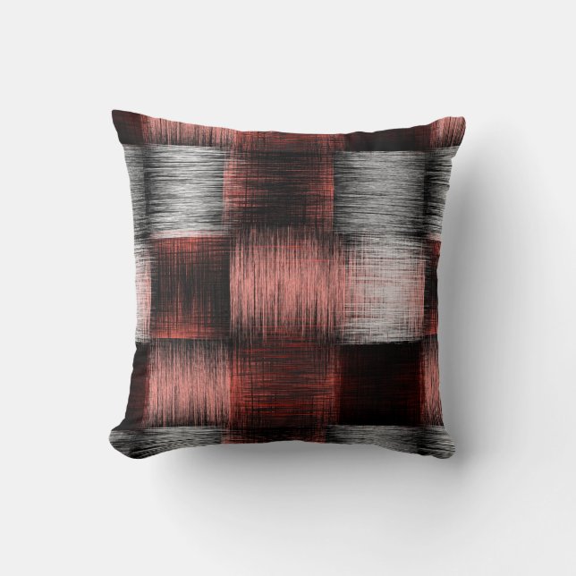 Cooles Schwarz-Rot-Prüfbrett-Muster Kissen (Vorderseite)
