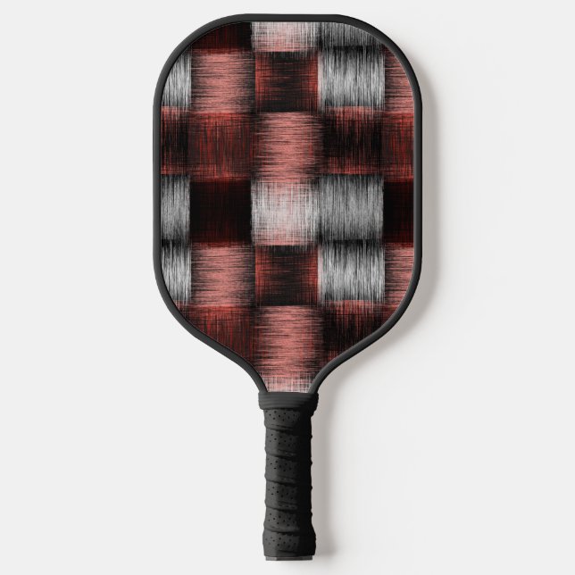 Cooles Schwarz-Rot-Prüfbrett-Muster Pickleball Schläger (Vorderseite)