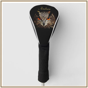 Cooles Schwarz und Gold Fierce Owl Golf Headcover