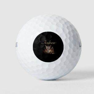 Cooles Schwarz und Gold Fierce Owl Golfball
