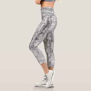 Cooles Schwarz-Weiß-Baum Barkegel Naturmuster Capri Leggings