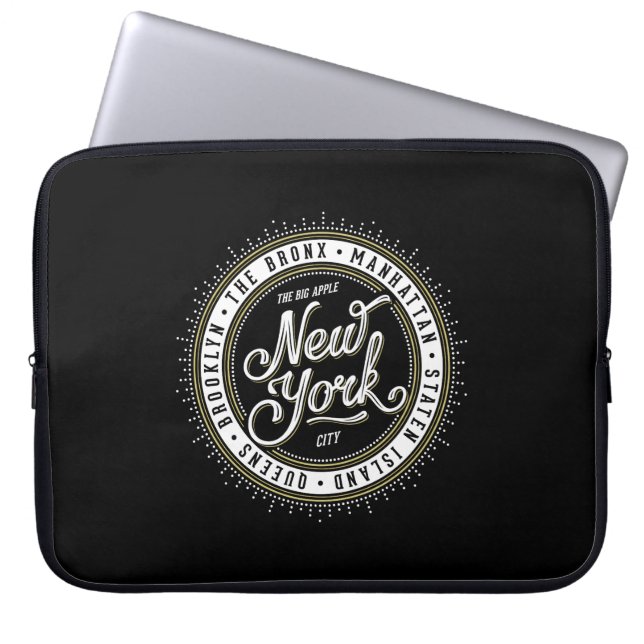 Cooles Schwarz-Weiß-Logo New York Laptopschutzhülle (Vorderseite)