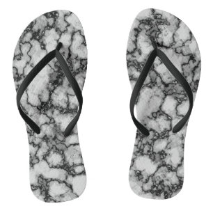 COOLES Schwarz-Weiß-Marmor-Muster Flip Flops