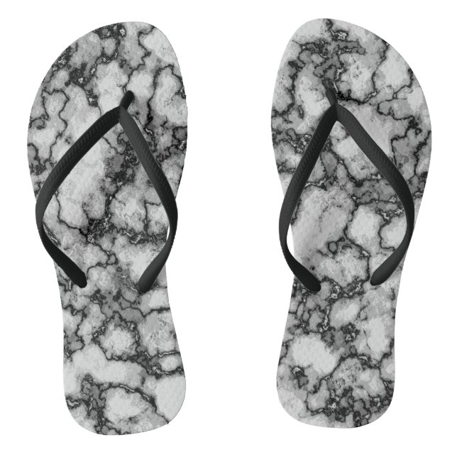 COOLES Schwarz-Weiß-Marmor-Muster Flip Flops (Fußbett)
