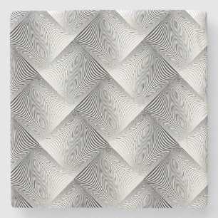 Cooles Schwarz-Weiß-Metallic-Weaver-Muster Steinuntersetzer