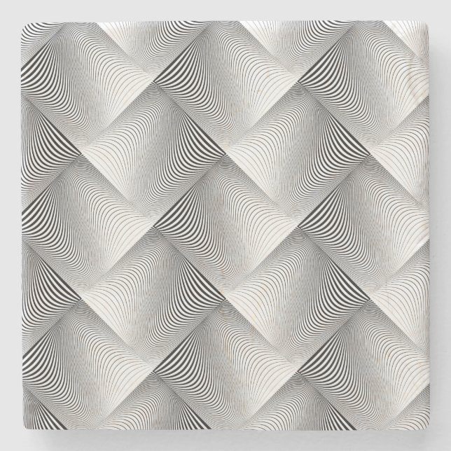 Cooles Schwarz-Weiß-Metallic-Weaver-Muster Steinuntersetzer (Vorderseite)