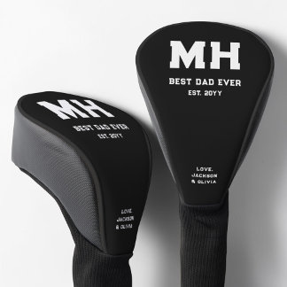 Cooles Schwarz-Weiß-Modernes Monogramm Bester Vate Golf Headcover