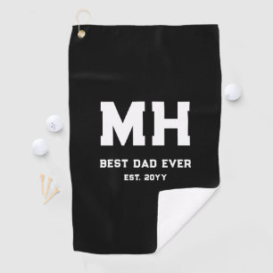 Cooles Schwarz-Weiß-Modernes Monogramm Bester Vate Golfhandtuch