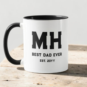 Cooles Schwarz-Weiß-Modernes Monogramm Bester Vate Tasse