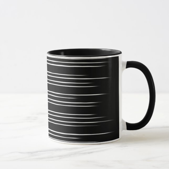 Cooles Schwarz-Weiß-Streifenmuster Tasse (Rechts)