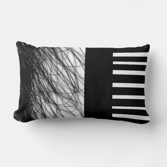 cooles, schwarz-weißes Kissen, modern elegant Lendenkissen (Vorderseite)