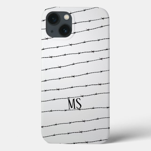Cooles schwarz-weißes Stacheldraht Monogram Case-Mate iPhone Hülle (Rückseite)