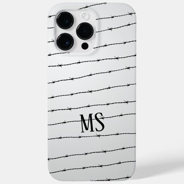 Cooles schwarz-weißes Stacheldraht Monogram Case-Mate iPhone Hülle (Rückseite)