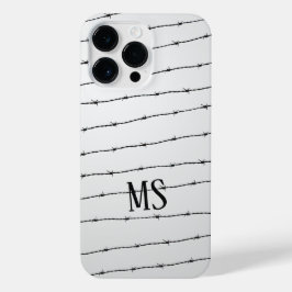 Cooles schwarz-weißes Stacheldraht Monogram iPhone 14 Pro Max Hülle