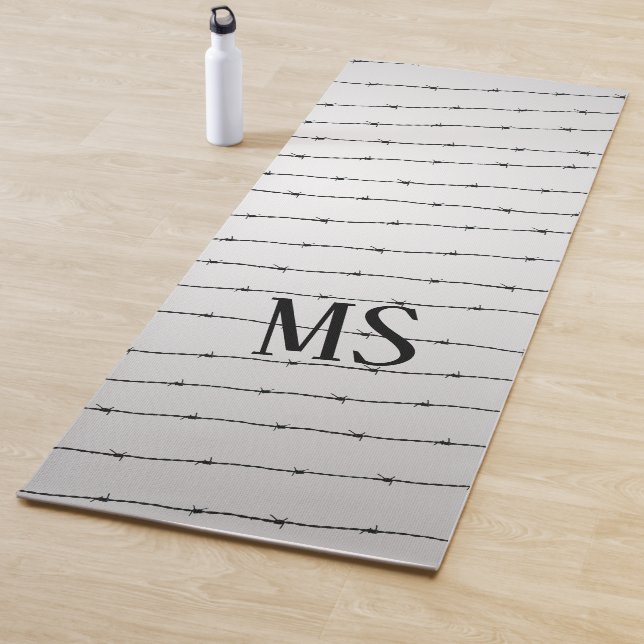 Cooles schwarz-weißes Stacheldraht Monogram Yogamatte (Beispiel)
