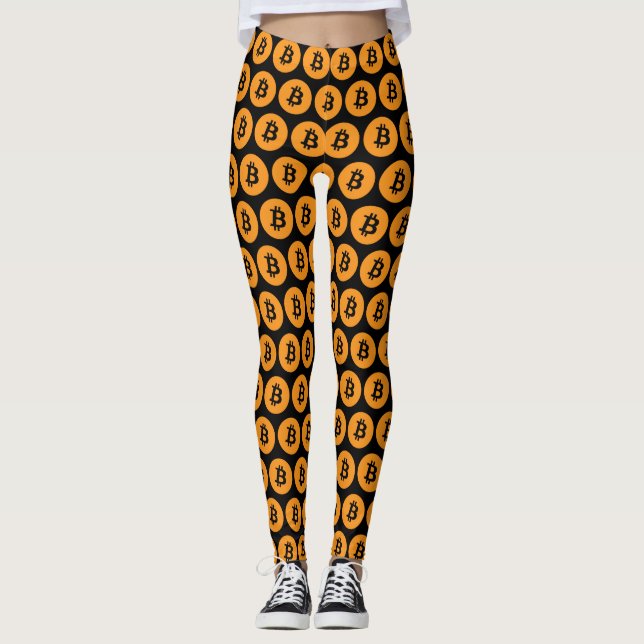 Cooles schwarzes Bitcoin Cryptocurrency Leggings (Vorderseite)