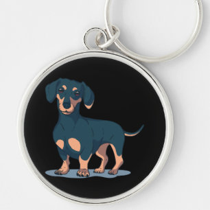 Cooles schwarzes Dachshund-Hund-Design Schlüsselanhänger