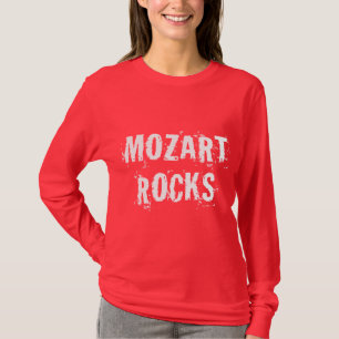 Cooles schwarzes Musik-T-Shirt "MOZART SCHAUKELT " T-Shirt