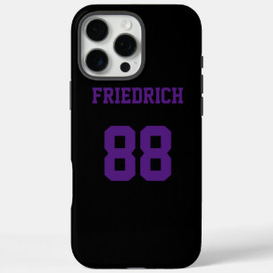 Cooles schwarzes und violettes Athletendesign iPhone 16 Pro Max Hülle