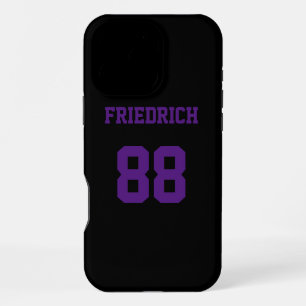 Cooles schwarzes und violettes Athletendesign iPhone 16 Pro Max Hülle