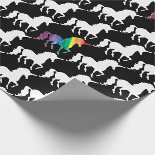 Cooles Schwarzweiss-Regenbogenunicorn-Muster Geschenkpapier