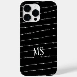 Cooles Schwarzweiß-Stacheldraht Monogram Case-Mate iPhone 14 Pro Max Hülle