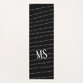 Cooles Schwarzweiß-Stacheldraht Monogram Yogamatte