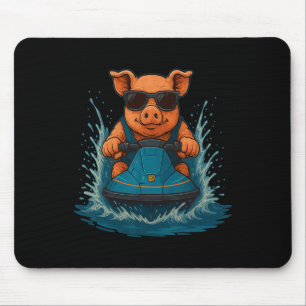 Cooles Schwein mit Sungles Bauernhof Tier Jet Ski  Mousepad