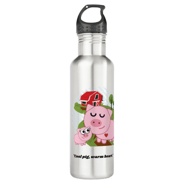 Cooles Schwein Warmes Herz Edelstahlflasche (Vorderseite)