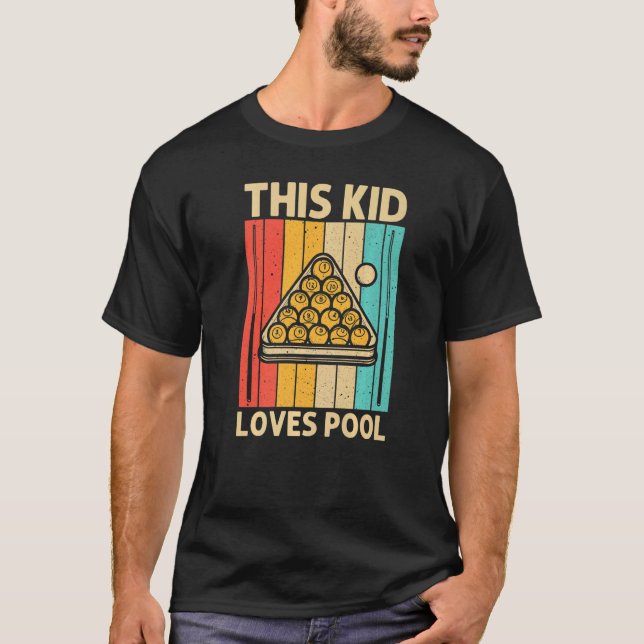 Cooles Schwimmbad für Kinder Jungen Snooker Billar T-Shirt (Vorderseite)