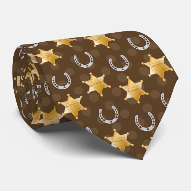cooles Sheriff-Hufeisenmuster Krawatte (Gerollt)