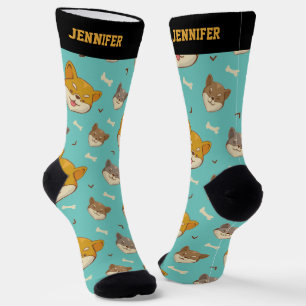 Cooles Shiba Inu Dog Niedliches Welpenmuster Socken