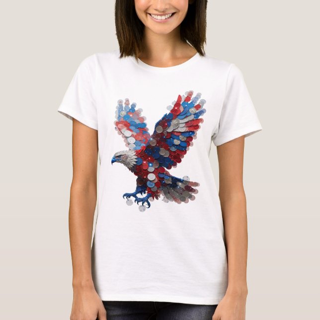 Cooles Silber EAGLE Zitat Design T-Shirt (Vorderseite)