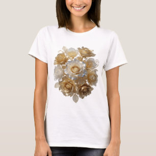 Cooles Silber GOLDEN ROSES T-Shirt