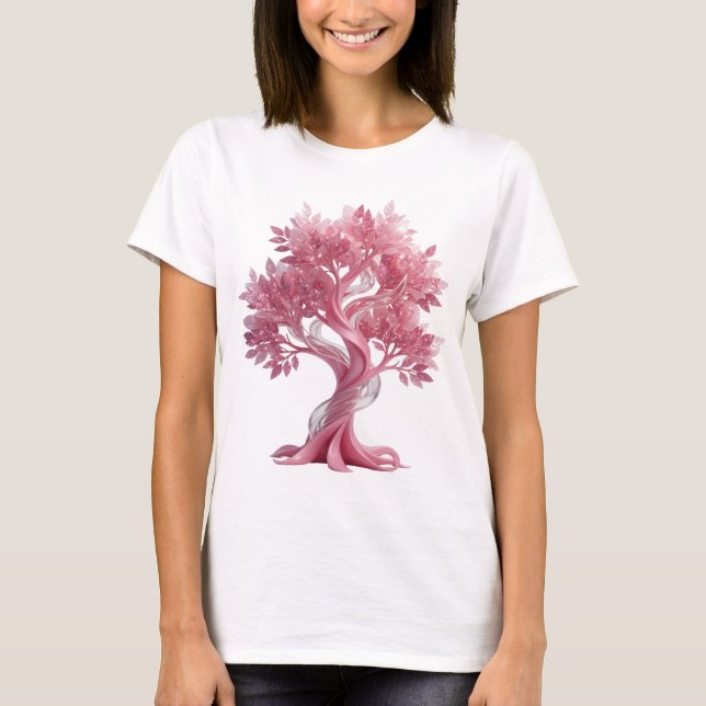 Cooles Silber PINK TREE Tee (Vorderseite)