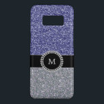 Cooles Silberblauer Glitzer Diamantmonogramm Case-Mate Samsung Galaxy S8 Hülle<br><div class="desc">Gehäuse mit silber und blau Glitzer Muster und Diamanten Monogramm.</div>