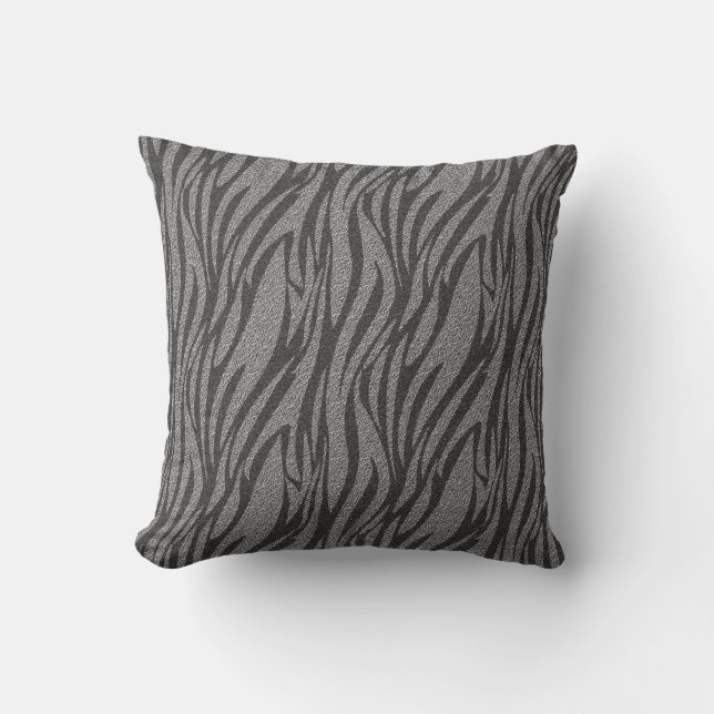 Cooles silbernes Zebra-Druck-Muster-Kissen Kissen (Vorderseite)
