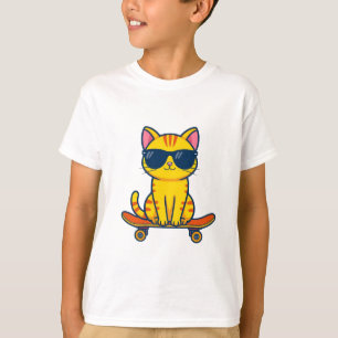 Cooles Skateboarding Katze Kinder T-Shirt – Lustig