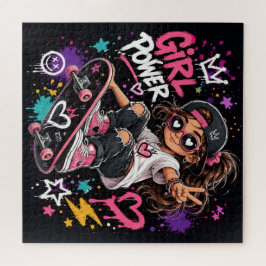 Cooles Skater-Girl-Cartoon-Graffiti-Style-Kunst-Pu Puzzle