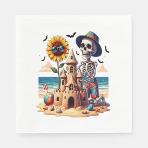 Cooles Skelett am Strand Serviette