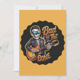 Cooles Skelett Bad to Bone mit Gitarre Einladung