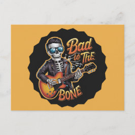 Cooles Skelett Bad to Bone mit Gitarre Feiertagspostkarte