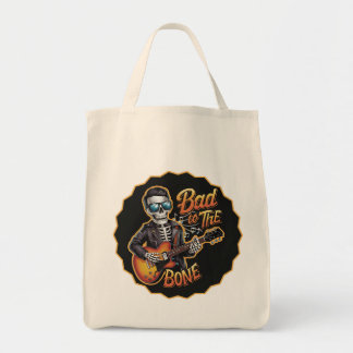 Cooles Skelett Bad to Bone mit Gitarre Tragetasche