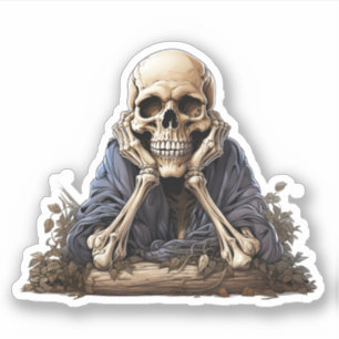 Cooles Skelett im Wald Aufkleber