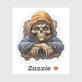 Cooles Skelett im Wald Aufkleber