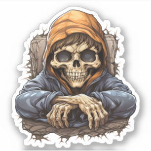 Cooles Skelett im Wald Aufkleber