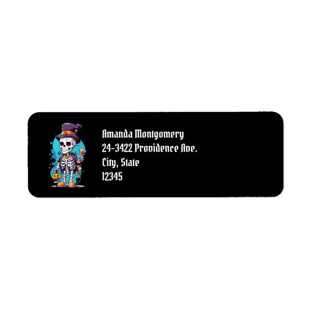 Cooles Skelett in einem Top Hat Halloween Black (Vorne)